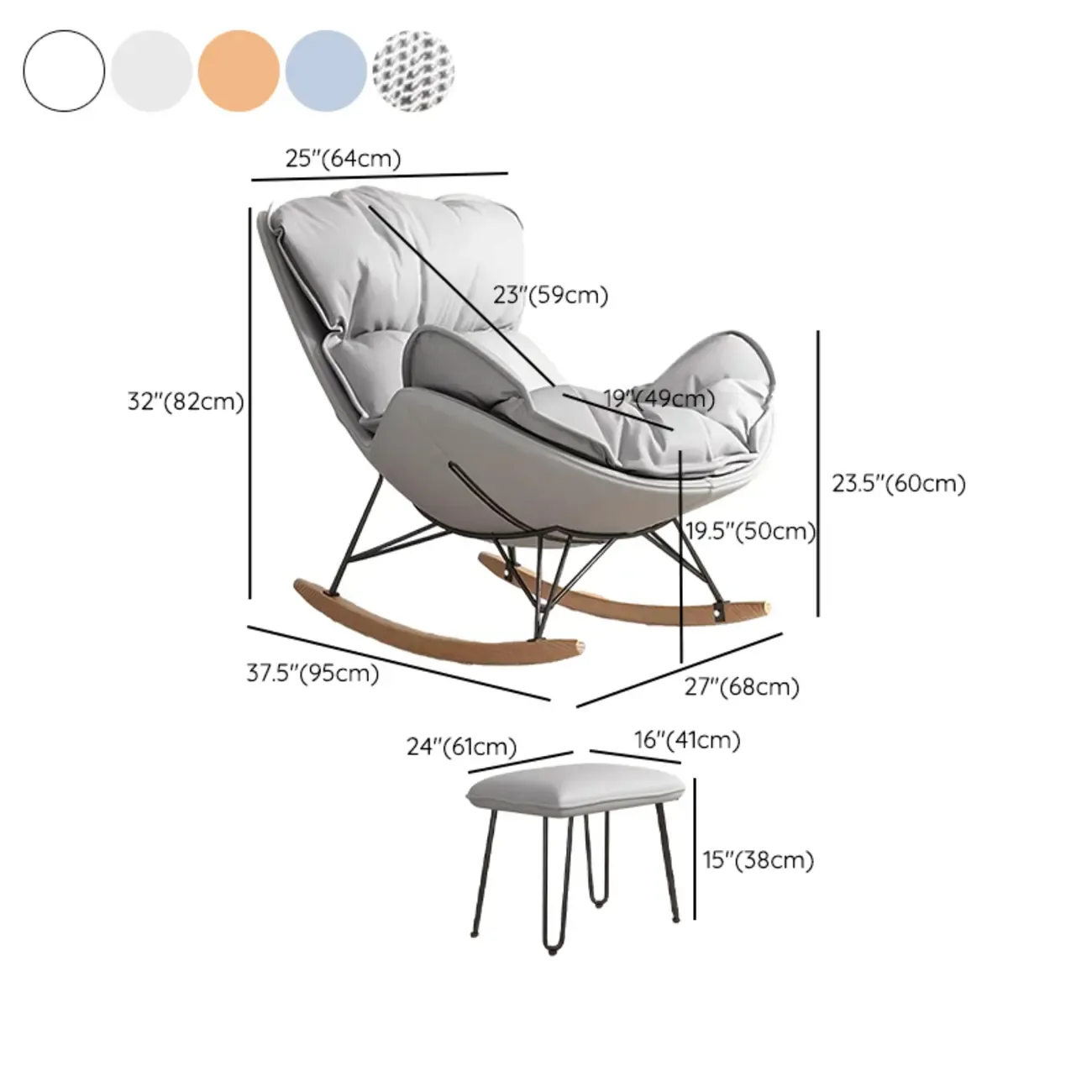 Faux Leather Wingback Rocking Chair with Removable Cushions Image - 20