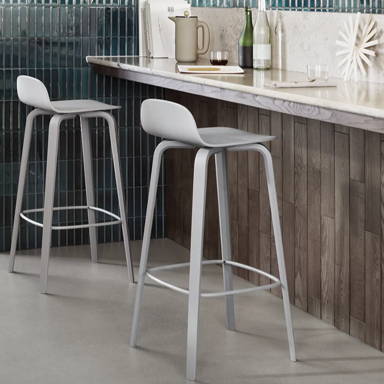 Minimalist Wooden Bar Stools with Footrest for Kitchen Image - 4 | homeyfad
