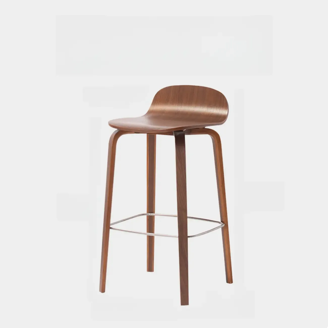 Minimalist Wooden Bar Stools with Footrest for Kitchen Image - 6