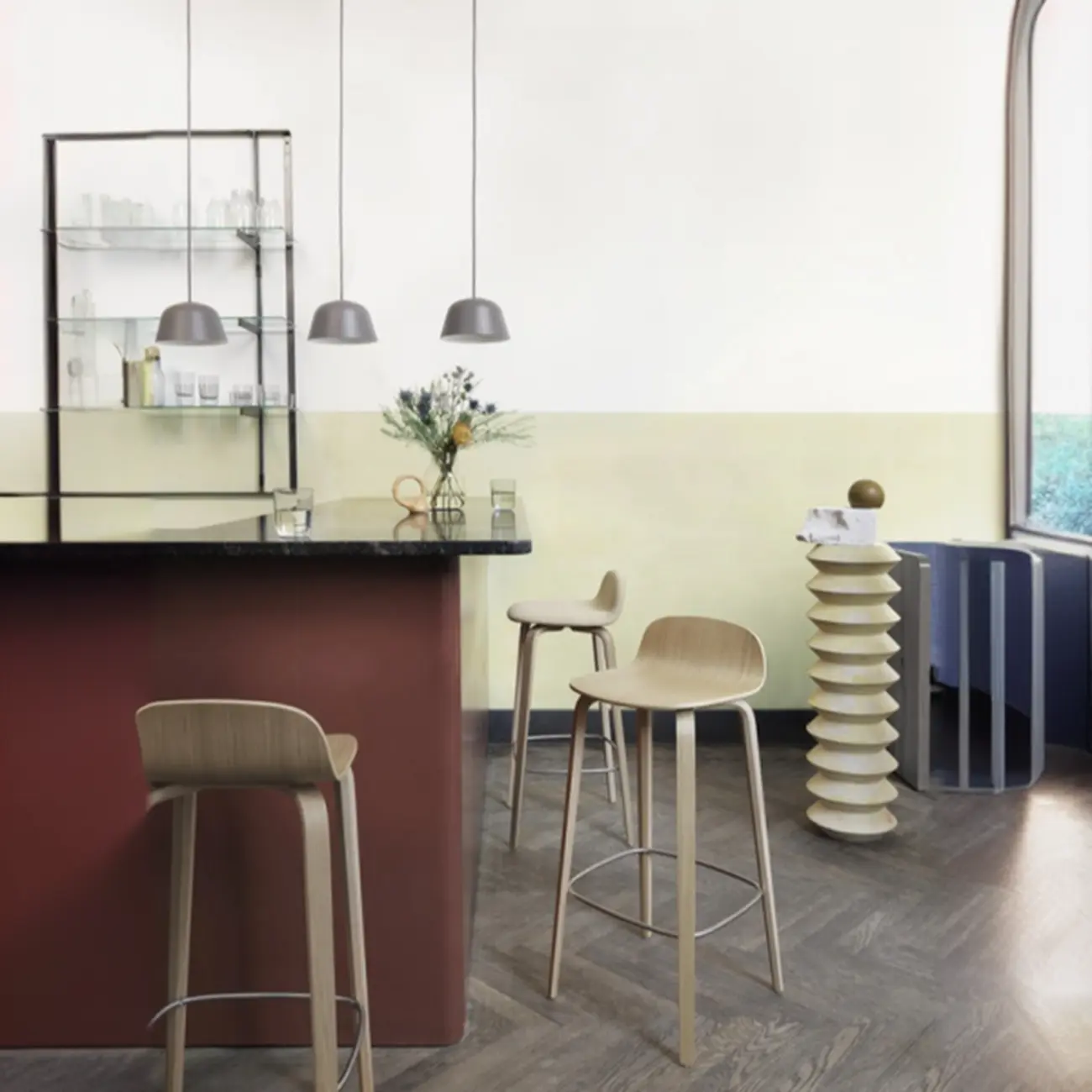 Minimalist Wooden Bar Stools with Footrest for Kitchen Image - 10 | homeyfad