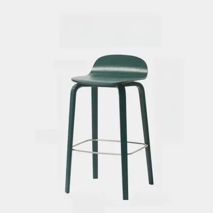 Minimalist Wooden Bar Stools with Footrest for Kitchen Image - 11