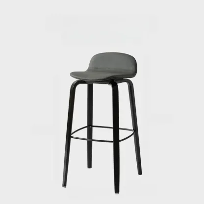Minimalist Wooden Bar Stools with Footrest for Kitchen Image - 14