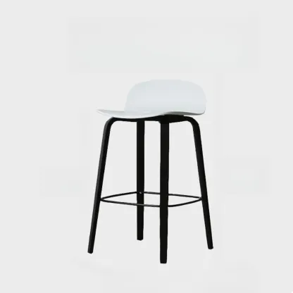 Minimalist Wooden Bar Stools with Footrest for Kitchen Image - 15