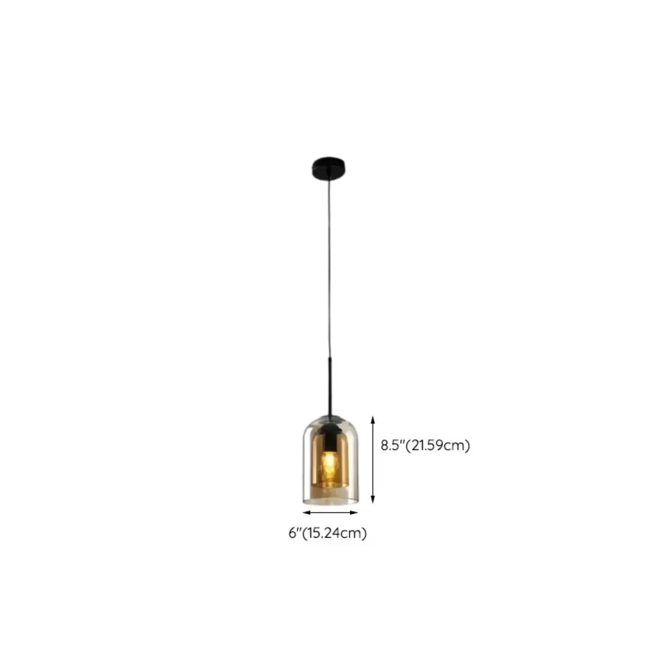 Modern Double Glass Bell-Shaped Pendant Lamp for Living Room #size