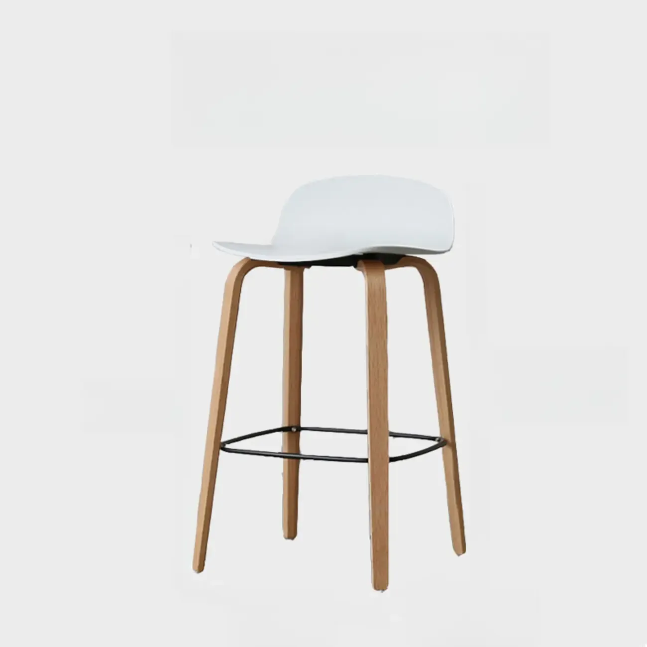 Minimalist Wooden Bar Stools with Footrest for Kitchen Image - 19
