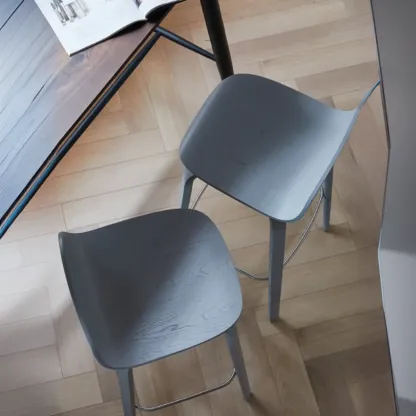 Minimalist Wooden Bar Stools with Footrest for Kitchen Image - 20