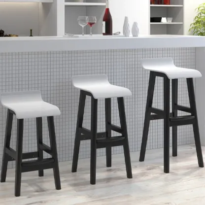 Contemporary Transparent Polymer Bar Stools with Wooden Legs Image - 3