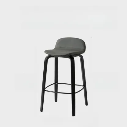 Minimalist Wooden Bar Stools with Footrest for Kitchen Image - 21