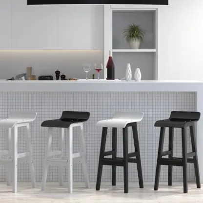Contemporary Transparent Polymer Bar Stools with Wooden Legs Image - 4