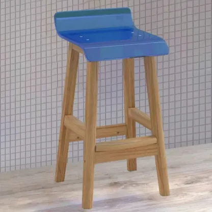 Contemporary Transparent Polymer Bar Stools with Wooden Legs Image - 5