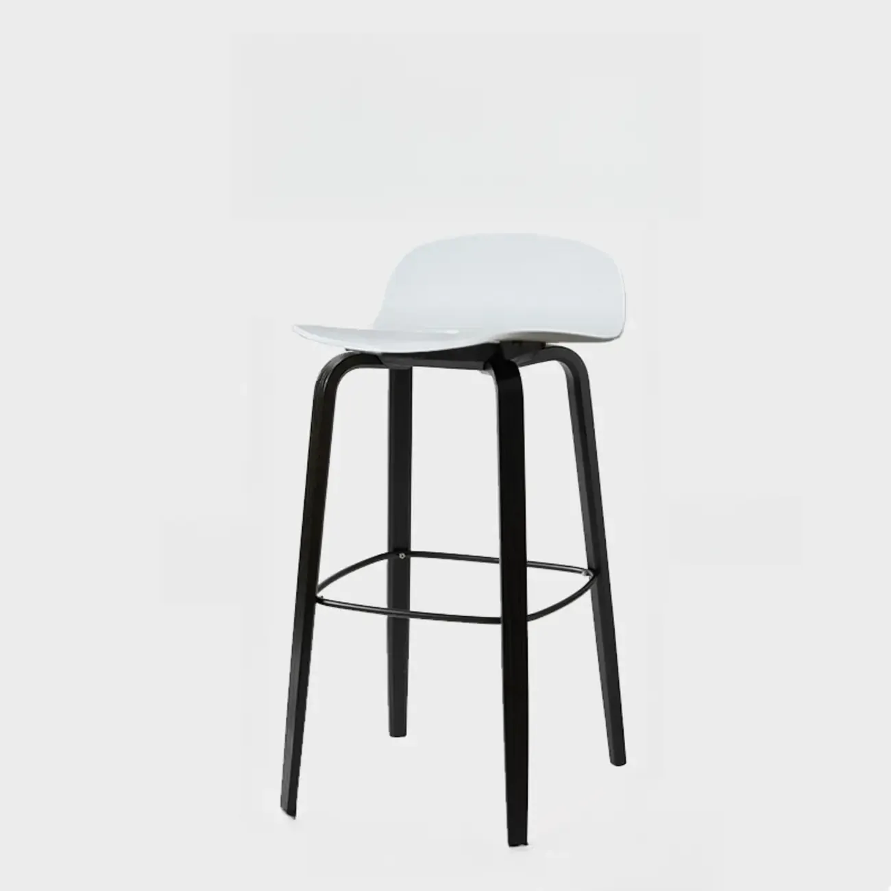 Minimalist Wooden Bar Stools with Footrest for Kitchen Image - 23