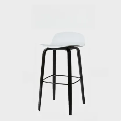 Minimalist Wooden Bar Stools with Footrest for Kitchen Image - 23