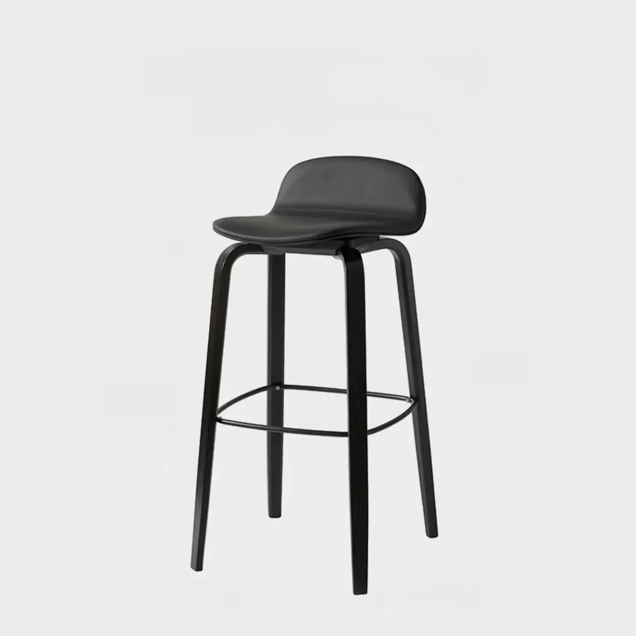Minimalist Wooden Bar Stools with Footrest for Kitchen Image - 24