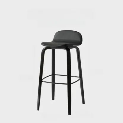 Minimalist Wooden Bar Stools with Footrest for Kitchen Image - 24