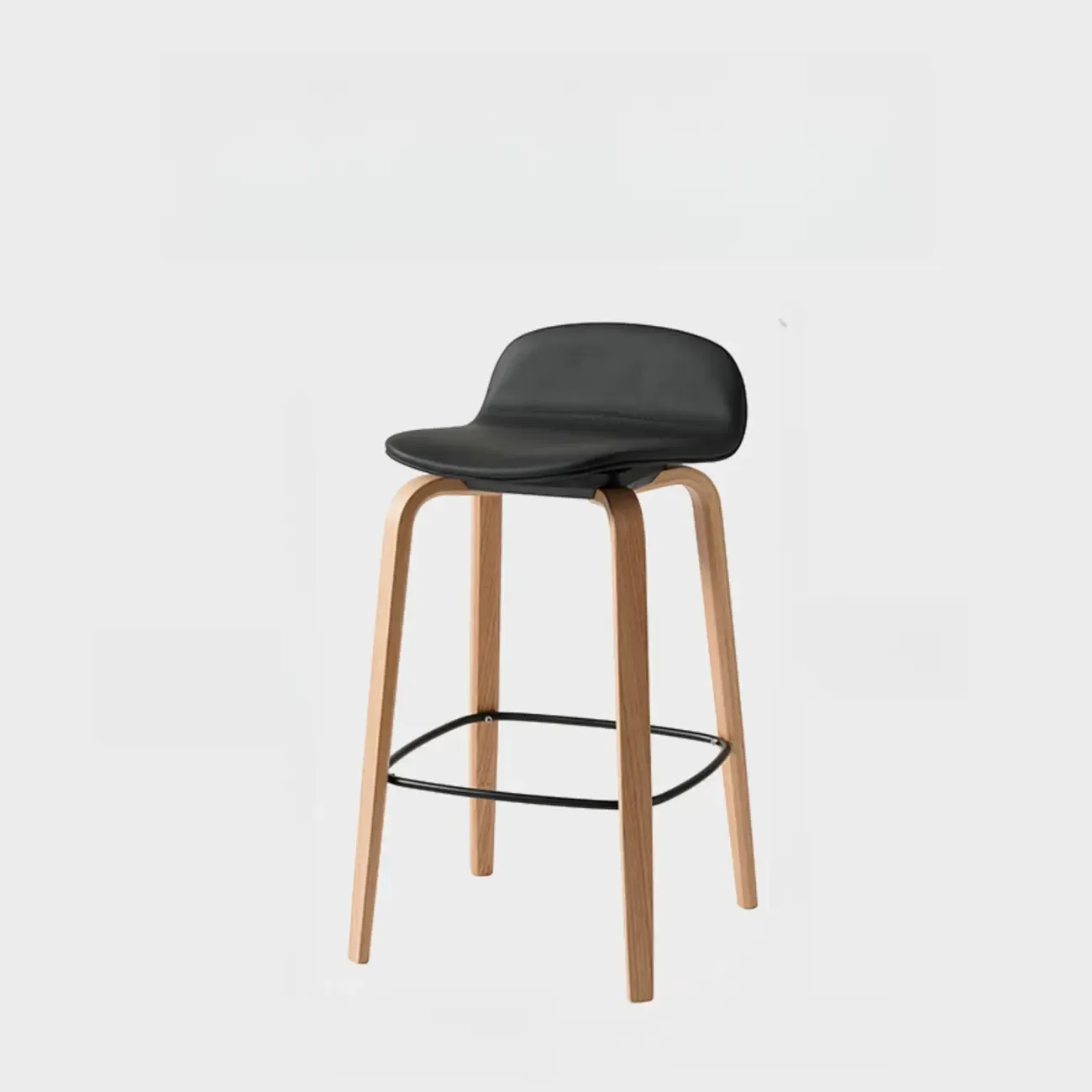 Minimalist Wooden Bar Stools with Footrest for Kitchen Image - 25