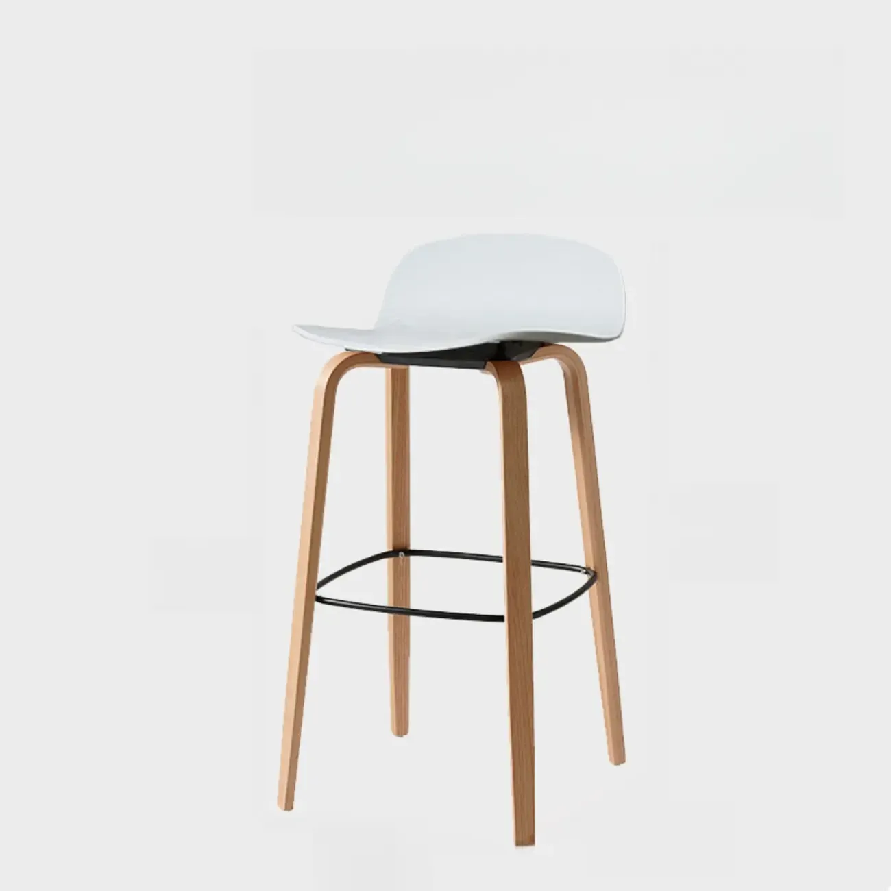 Minimalist Wooden Bar Stools with Footrest for Kitchen Image - 26