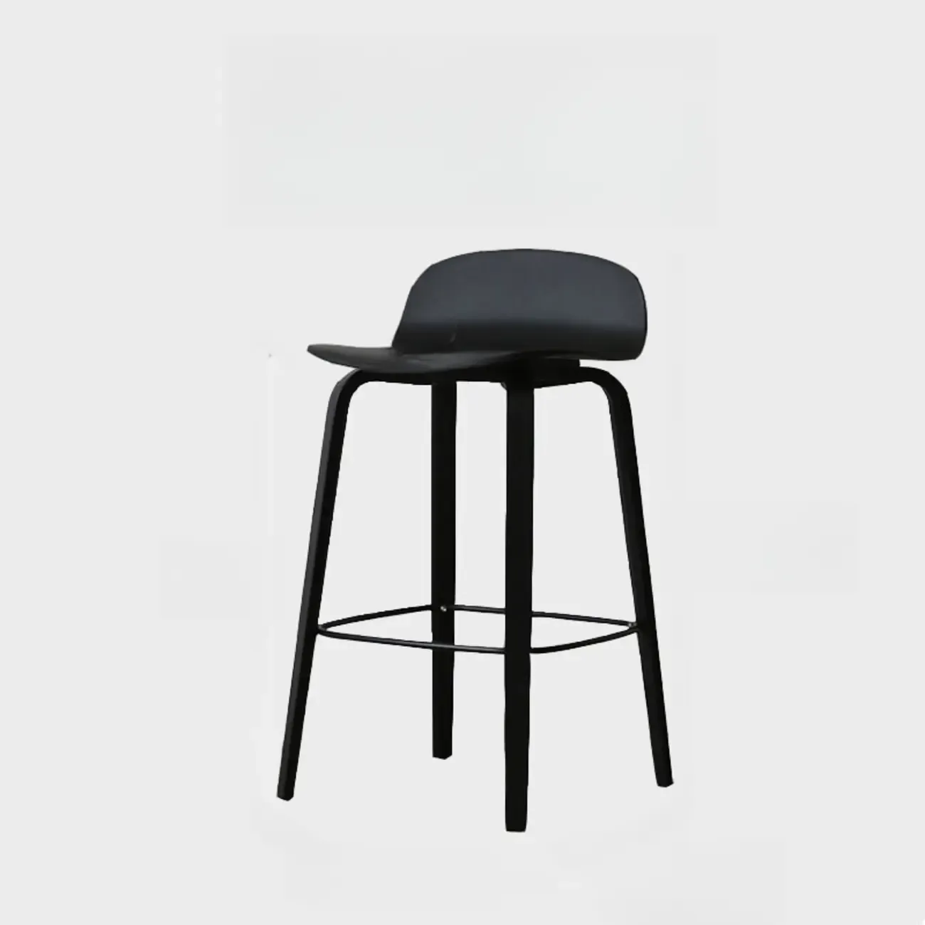 Minimalist Wooden Bar Stools with Footrest for Kitchen Image - 27