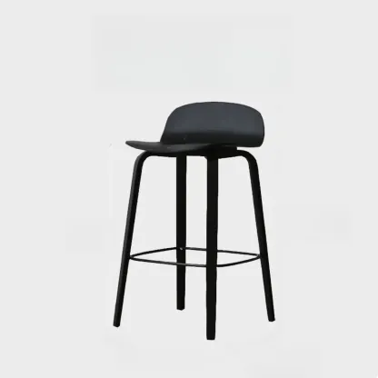Minimalist Wooden Bar Stools with Footrest for Kitchen Image - 27