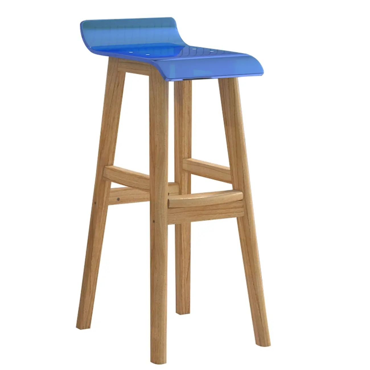 Contemporary Transparent Polymer Bar Stools with Wooden Legs Image - 9 | homeyfad