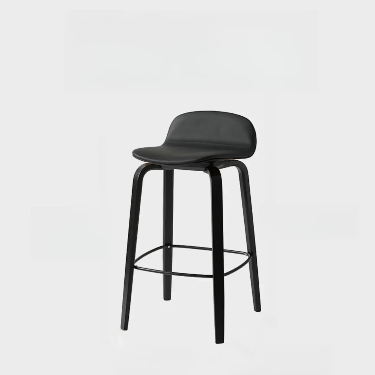 Minimalist Wooden Bar Stools with Footrest for Kitchen Image - 28