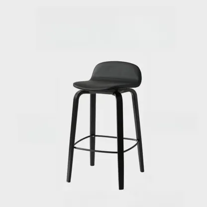 Minimalist Wooden Bar Stools with Footrest for Kitchen Image - 28