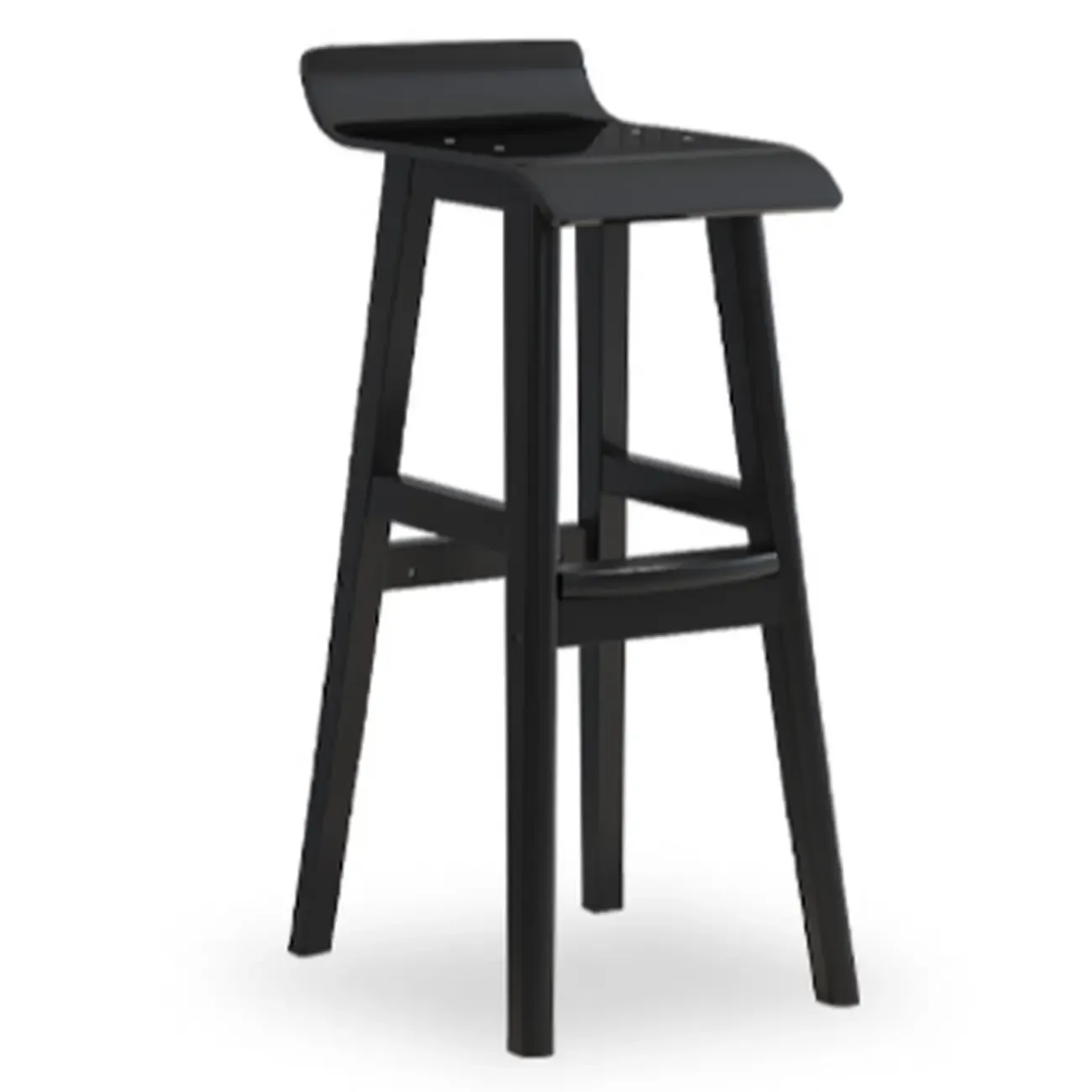 Contemporary Transparent Polymer Bar Stools with Wooden Legs Image - 10