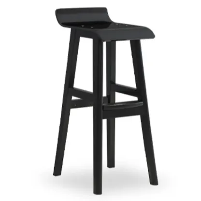 Contemporary Transparent Polymer Bar Stools with Wooden Legs Image - 10
