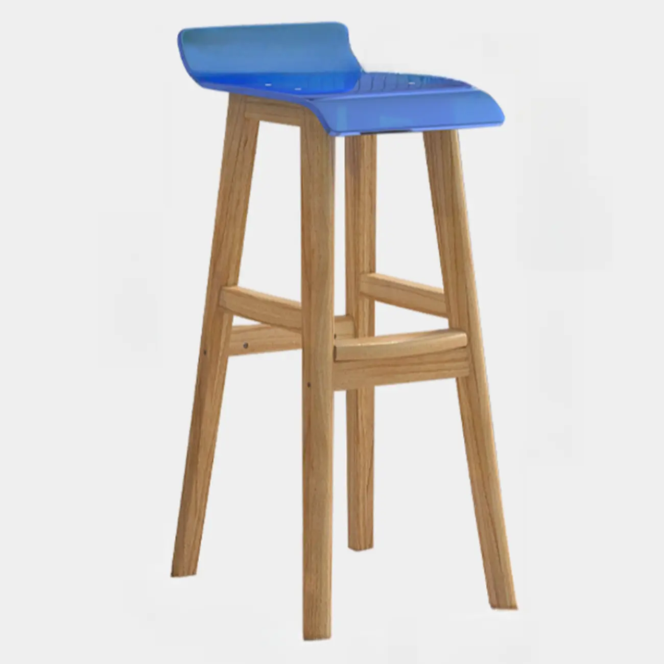 Contemporary Transparent Polymer Bar Stools with Wooden Legs Image - 11 | homeyfad