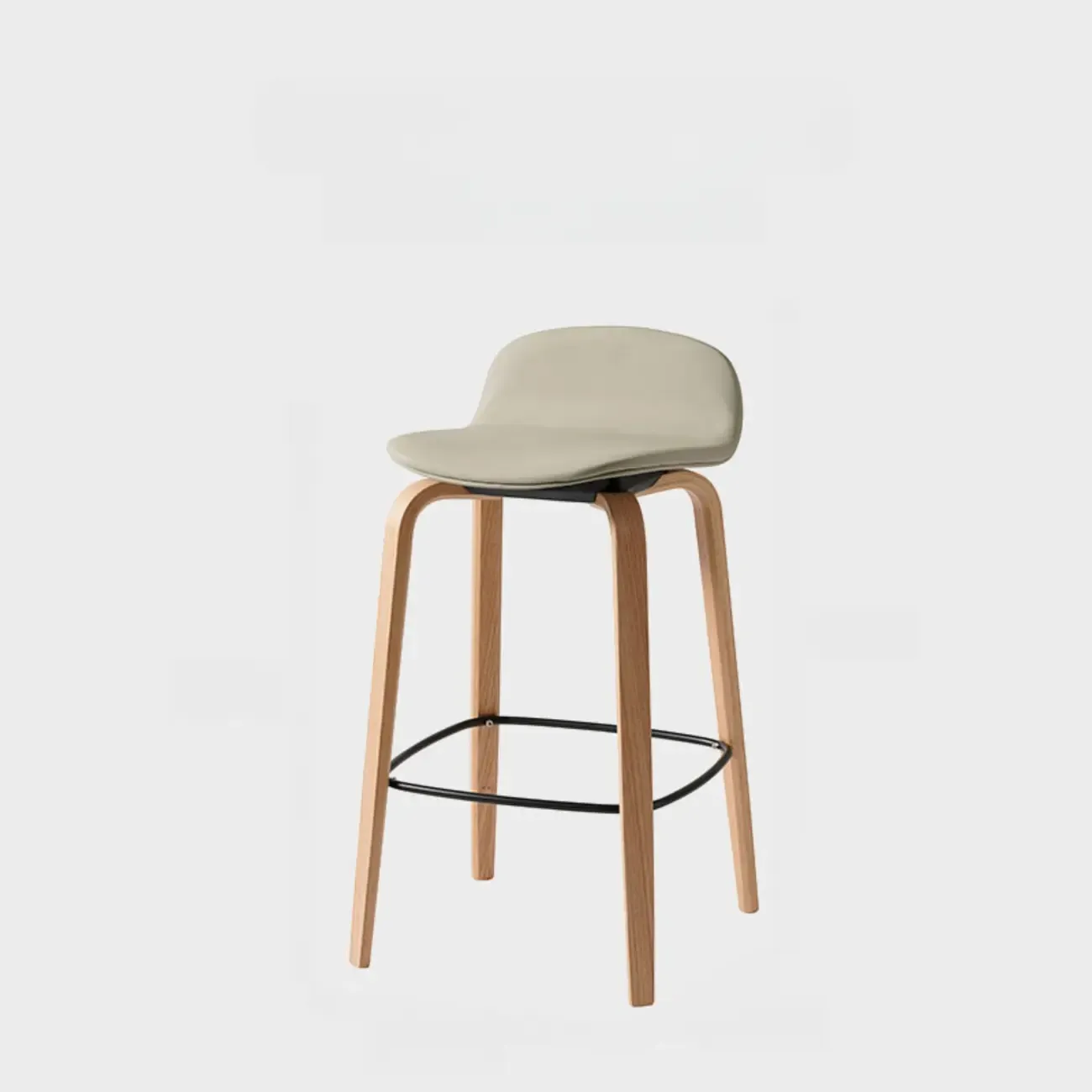 Minimalist Wooden Bar Stools with Footrest for Kitchen Image - 33