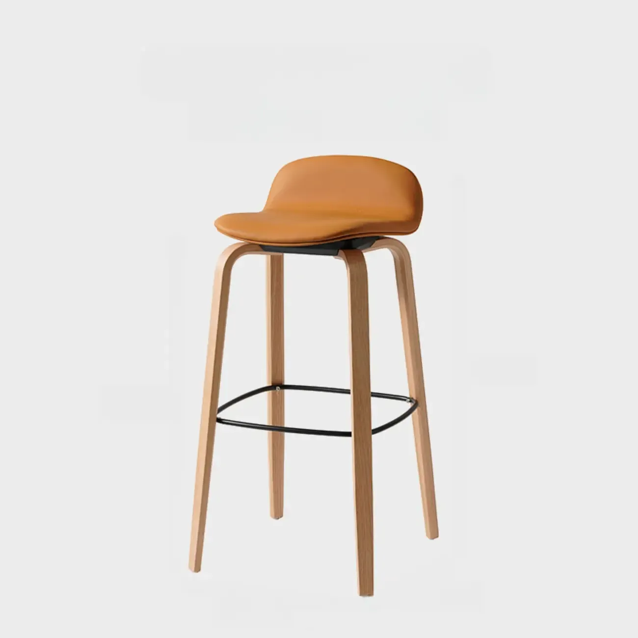 Minimalist Wooden Bar Stools with Footrest for Kitchen Image - 38