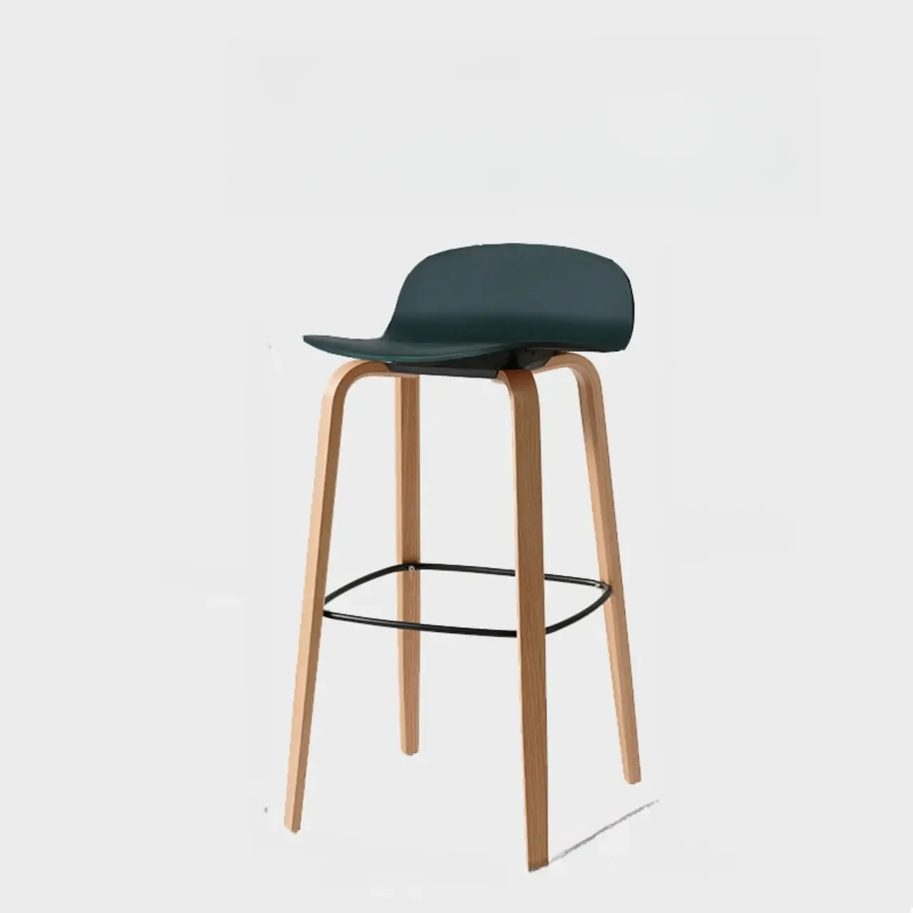 Minimalist Wooden Bar Stools with Footrest for Kitchen Image - 43