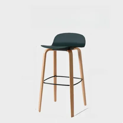 Minimalist Wooden Bar Stools with Footrest for Kitchen Image - 43