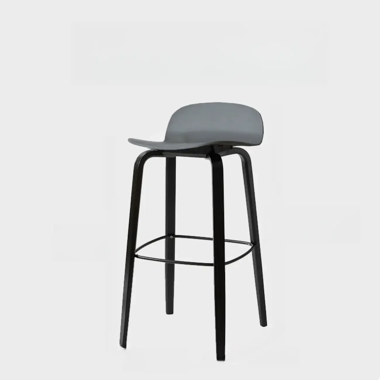 Minimalist Wooden Bar Stools with Footrest for Kitchen Image - 45
