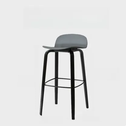 Minimalist Wooden Bar Stools with Footrest for Kitchen Image - 45