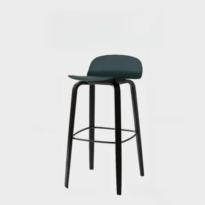 Minimalist Wooden Bar Stools with Footrest for Kitchen Image - 47