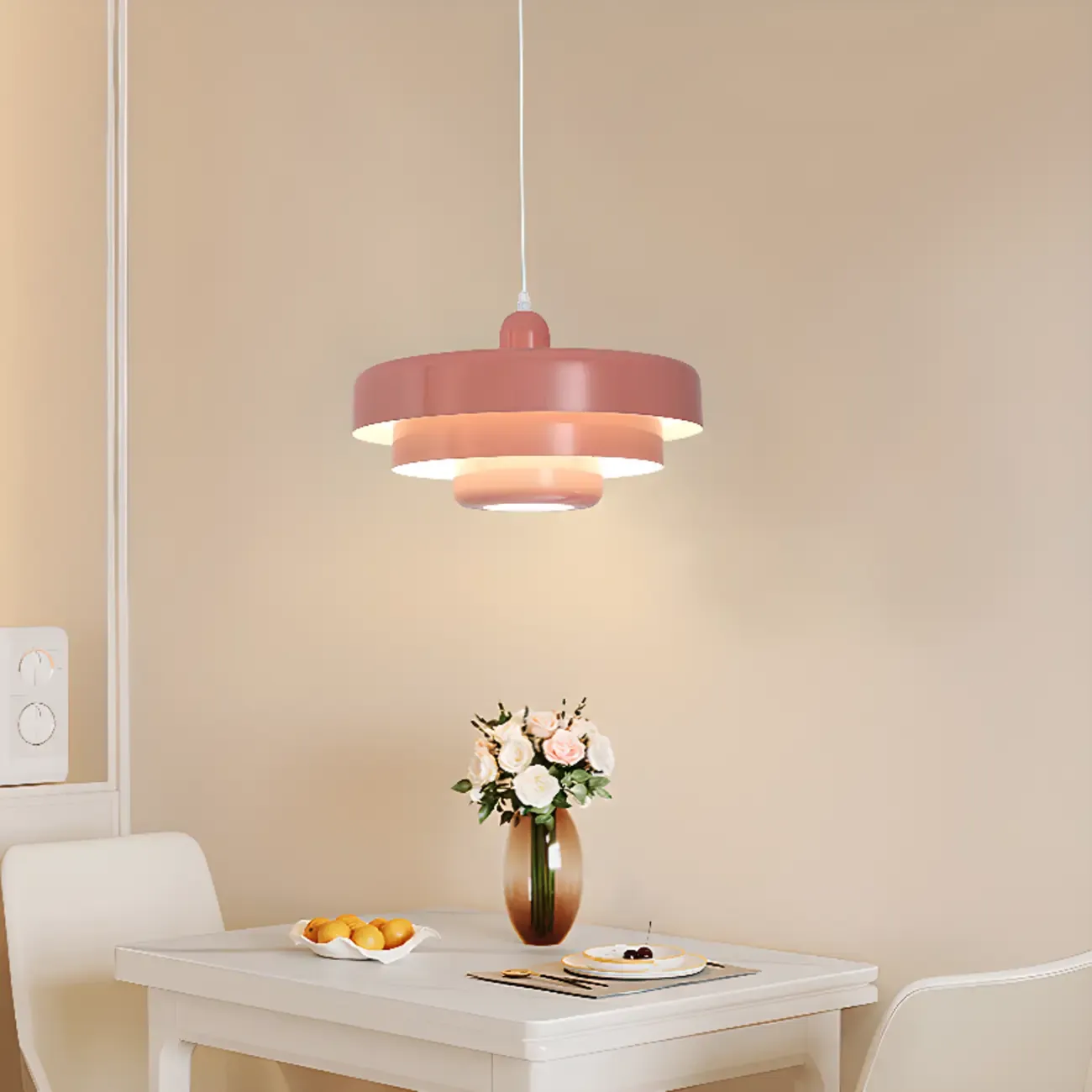 Designer White Layered Cake Iron Pendant Lamp for Living Room Image - 3