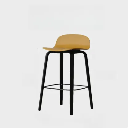 Minimalist Wooden Bar Stools with Footrest for Kitchen Image - 49
