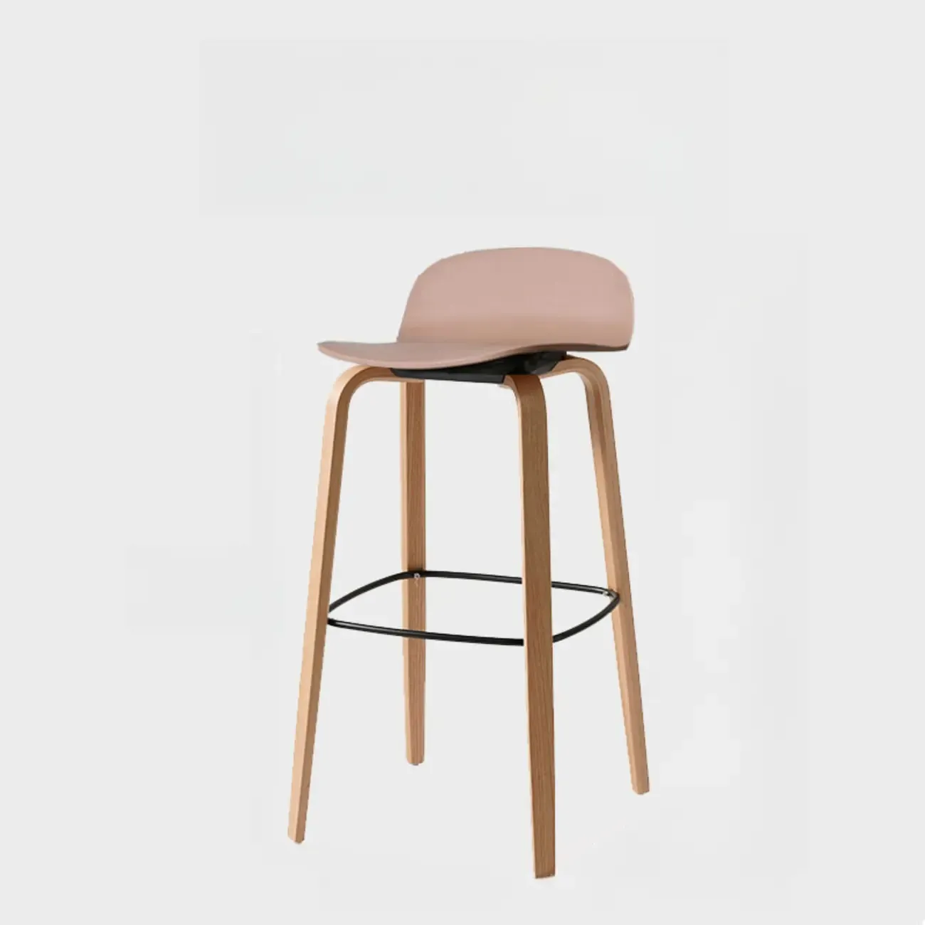 Minimalist Wooden Bar Stools with Footrest for Kitchen Image - 50