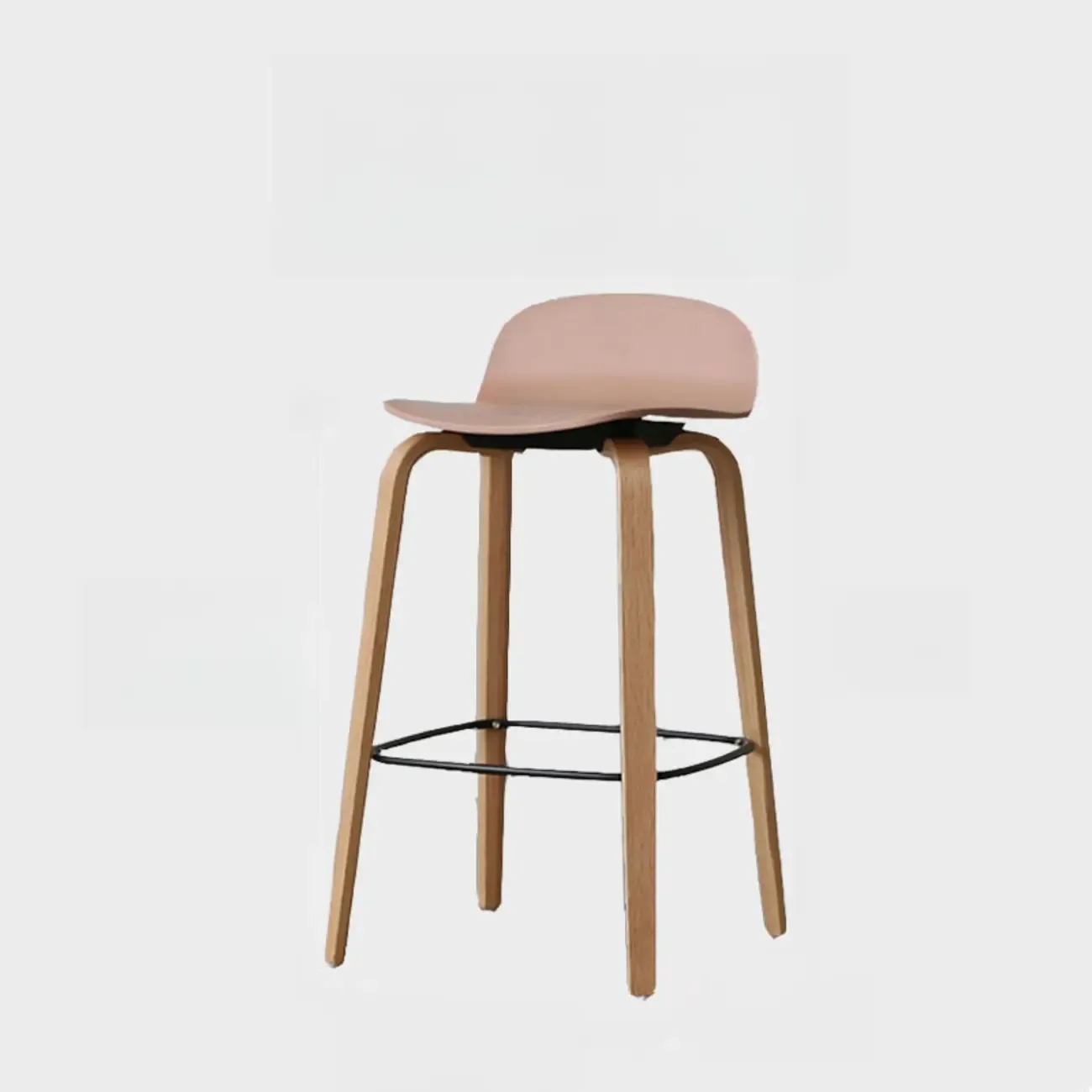 Minimalist Wooden Bar Stools with Footrest for Kitchen Image - 51