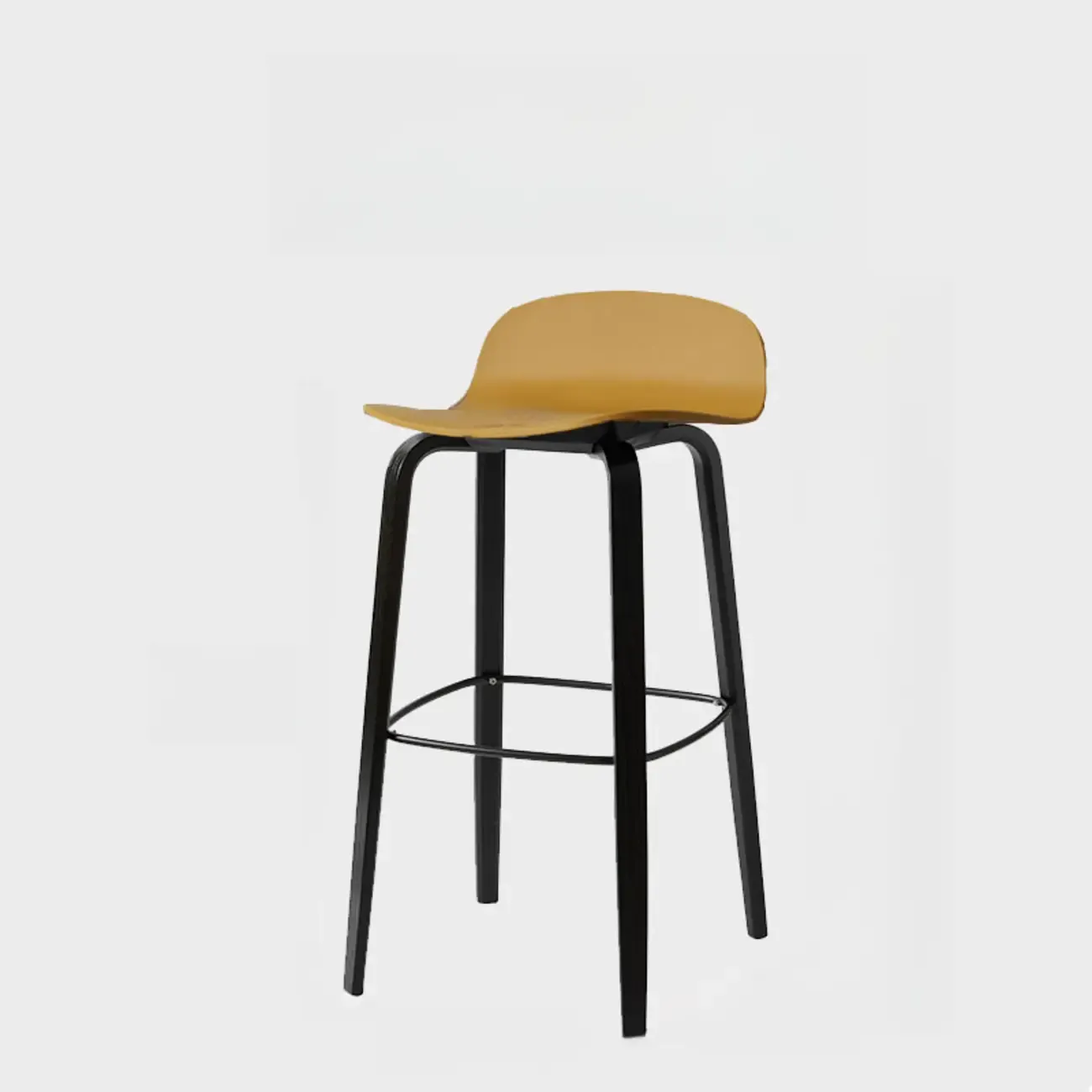 Minimalist Wooden Bar Stools with Footrest for Kitchen Image - 52