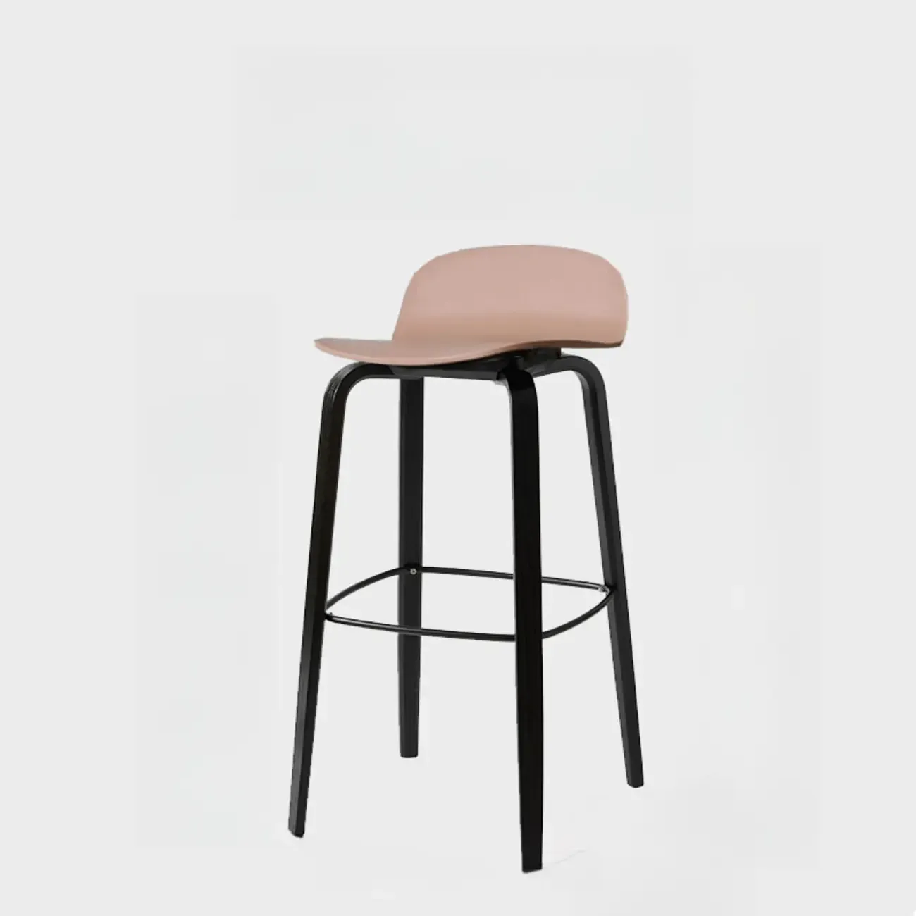 Minimalist Wooden Bar Stools with Footrest for Kitchen Image - 53