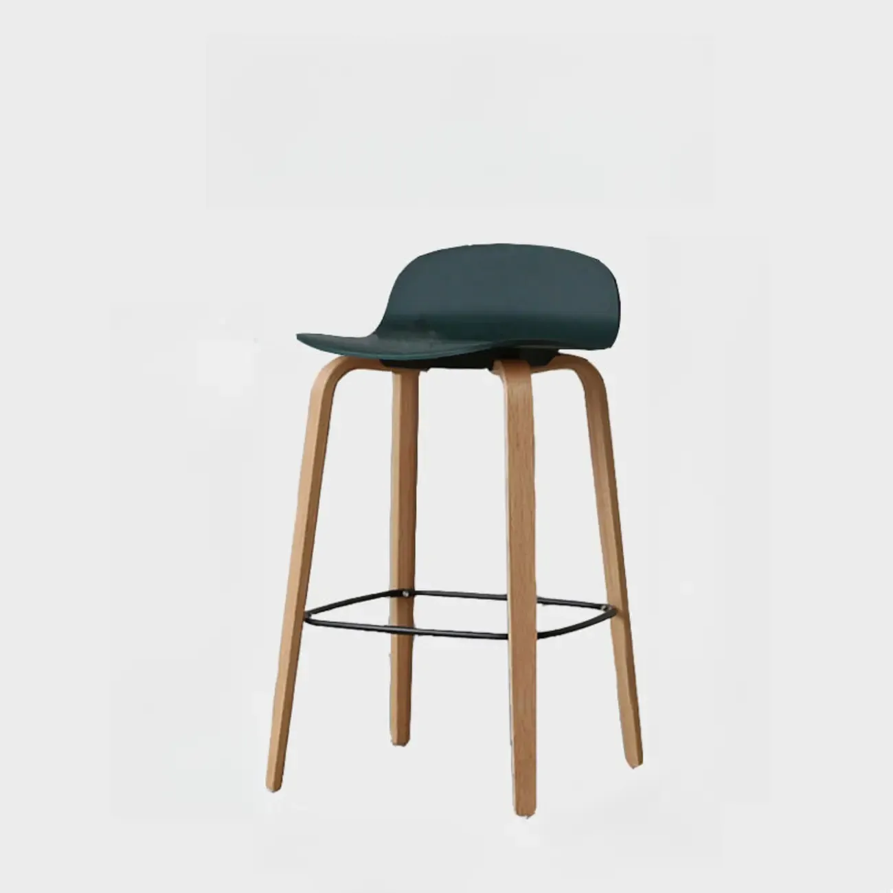 Minimalist Wooden Bar Stools with Footrest for Kitchen Image - 54