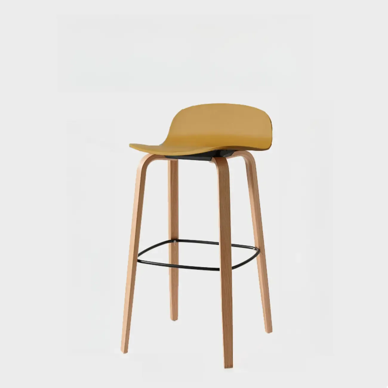Minimalist Wooden Bar Stools with Footrest for Kitchen Image - 55