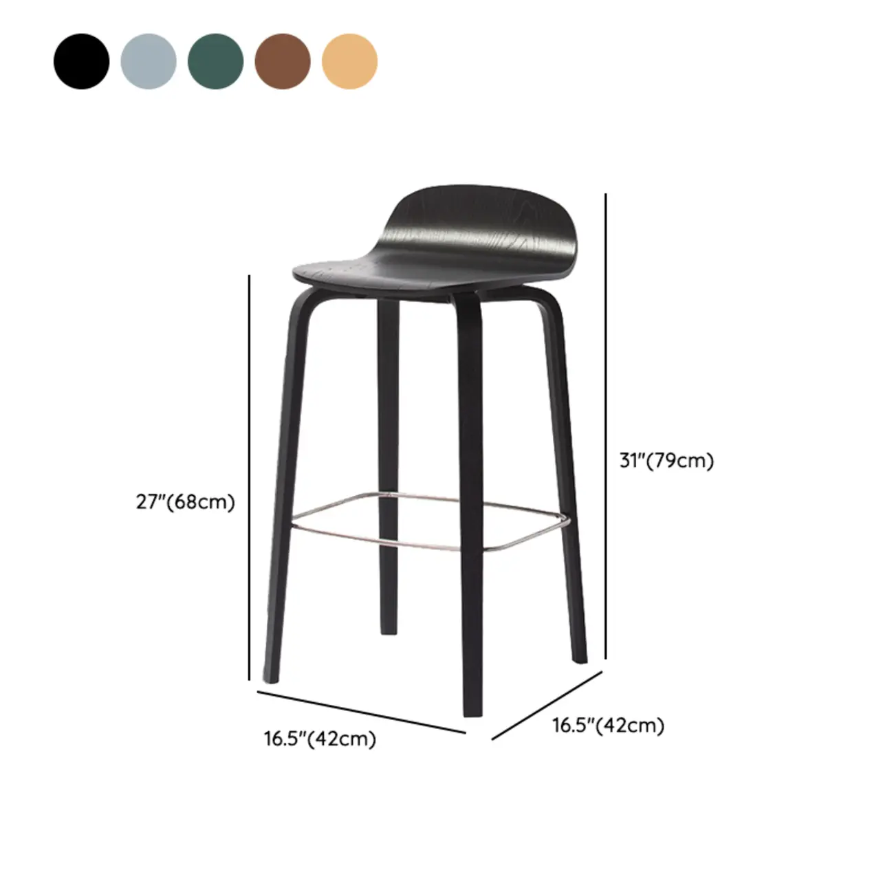 Minimalist Wooden Bar Stools with Footrest for Kitchen #size