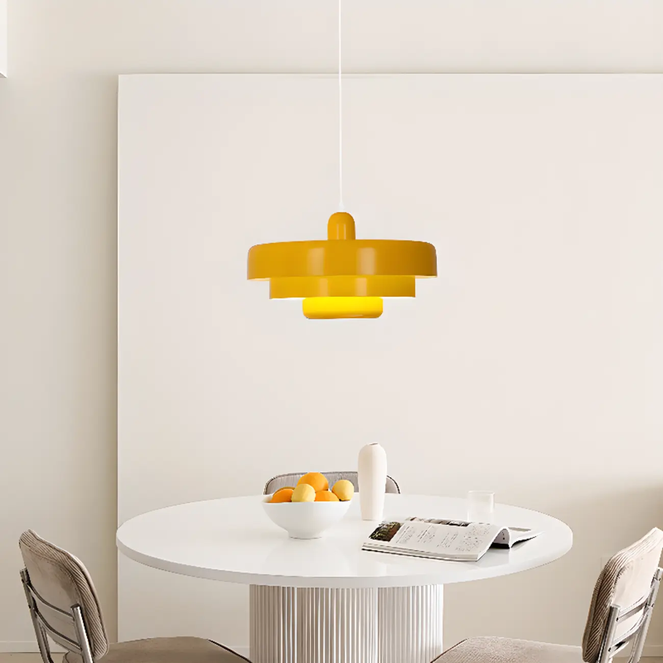 Designer White Layered Cake Iron Pendant Lamp for Living Room Image - 4 | homeyfad