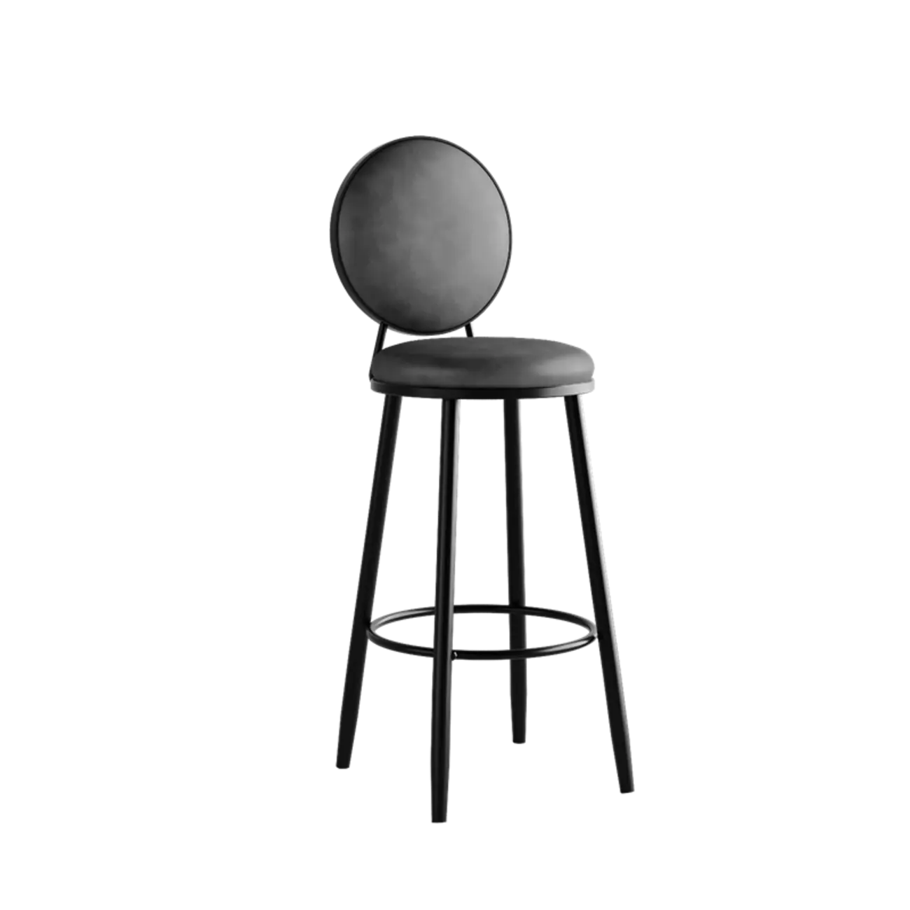 Glam Leather Round Bar Stools with Backrest for Home Image - 3 | homeyfad