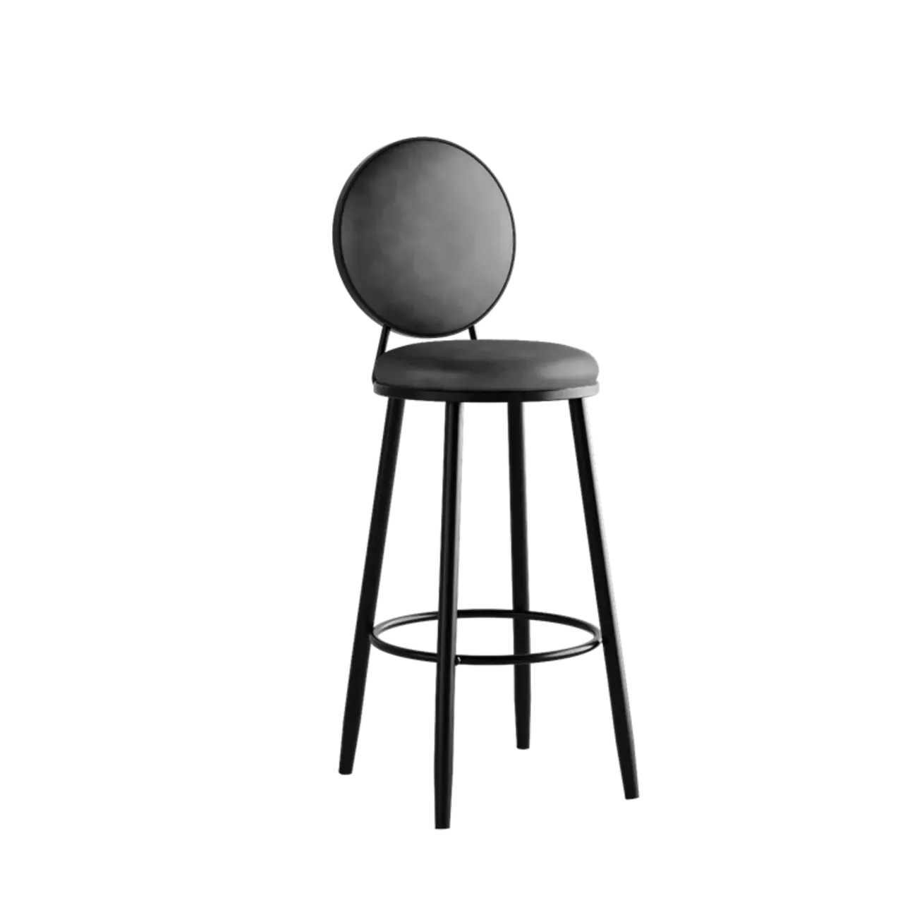 Glam Leather Round Bar Stools with Backrest for Home Image - 3