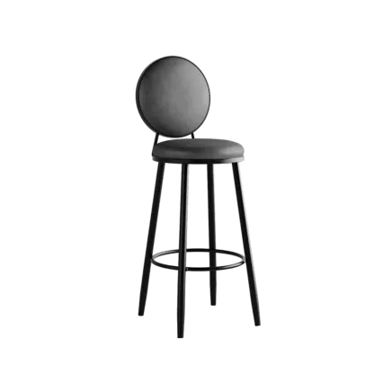 Glam Leather Round Bar Stools with Backrest for Home Image - 3