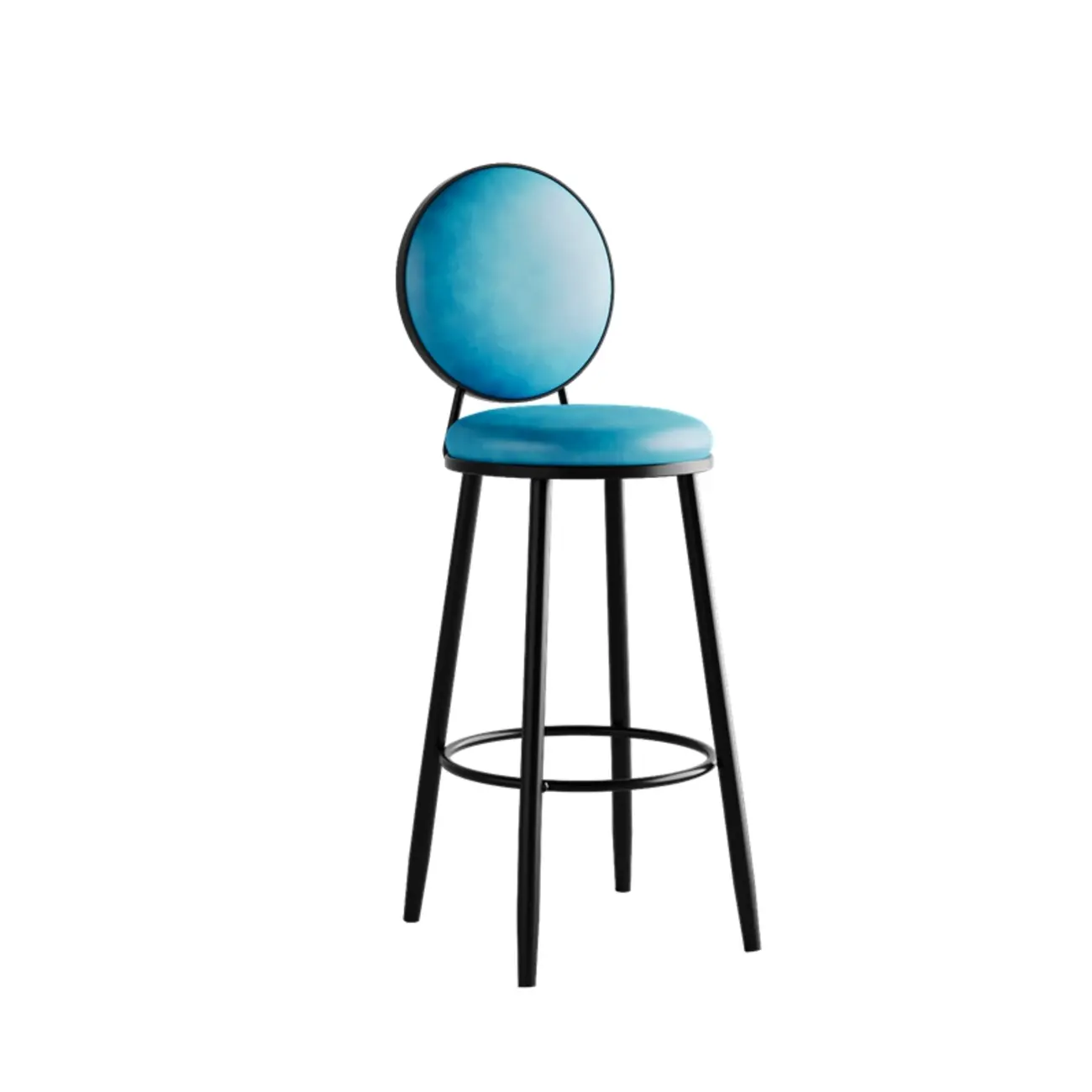 Glam Leather Round Bar Stools with Backrest for Home Image - 8 | homeyfad