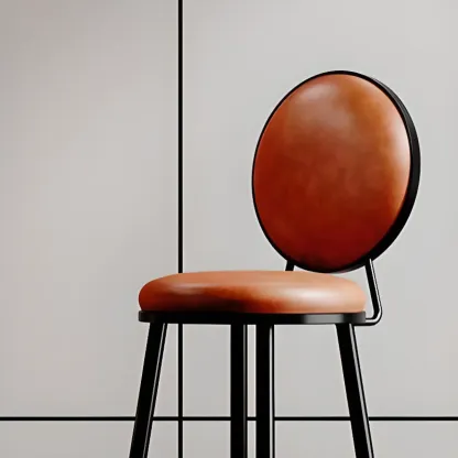 Glam Leather Round Bar Stools with Backrest for Home Image - 10